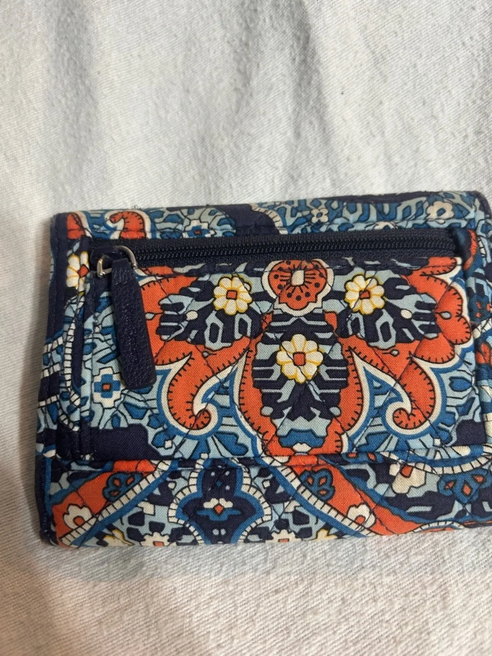 Vera Bradley Blue Orange Paisley Quilted Wallet - Picture 2 of 3